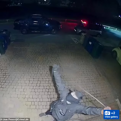 Moment key-less car 'crook' tries to steal £130,000 Aston Martin from driveway in the dead of night